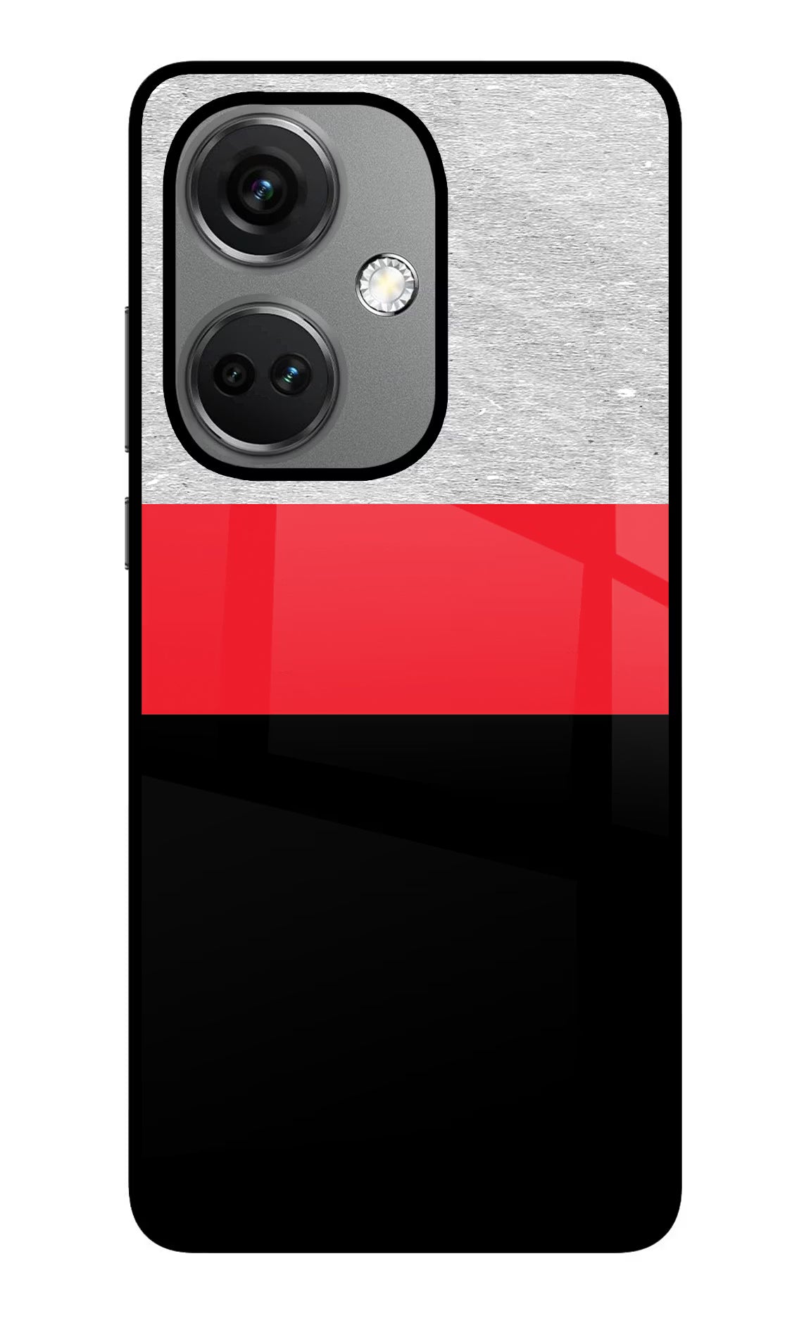 Tri Color Pattern OnePlus Nord CE 3 5G Glass Case Back Cover by Casekaro