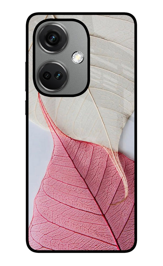 White Pink Leaf OnePlus Nord CE 3 5G Glass Case