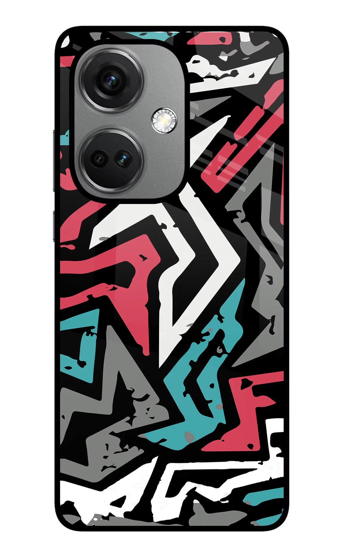 Geometric Graffiti OnePlus Nord CE 3 5G Glass Case Back Cover by Casekaro