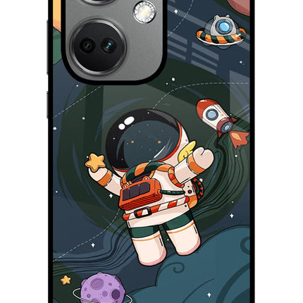 Cartoon Astronaut OnePlus Nord CE 3 5G Glass Case Back Cover by Casekaro