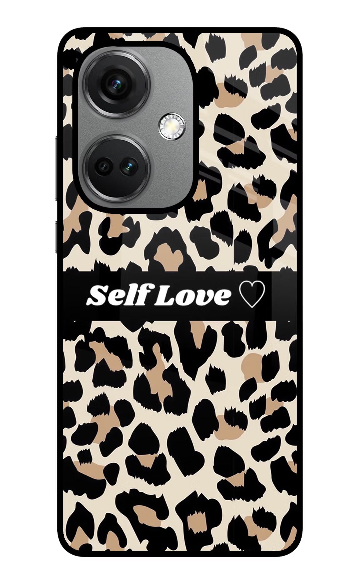 Leopard Print Self Love OnePlus Nord CE 3 5G Glass Case Back Cover by Casekaro