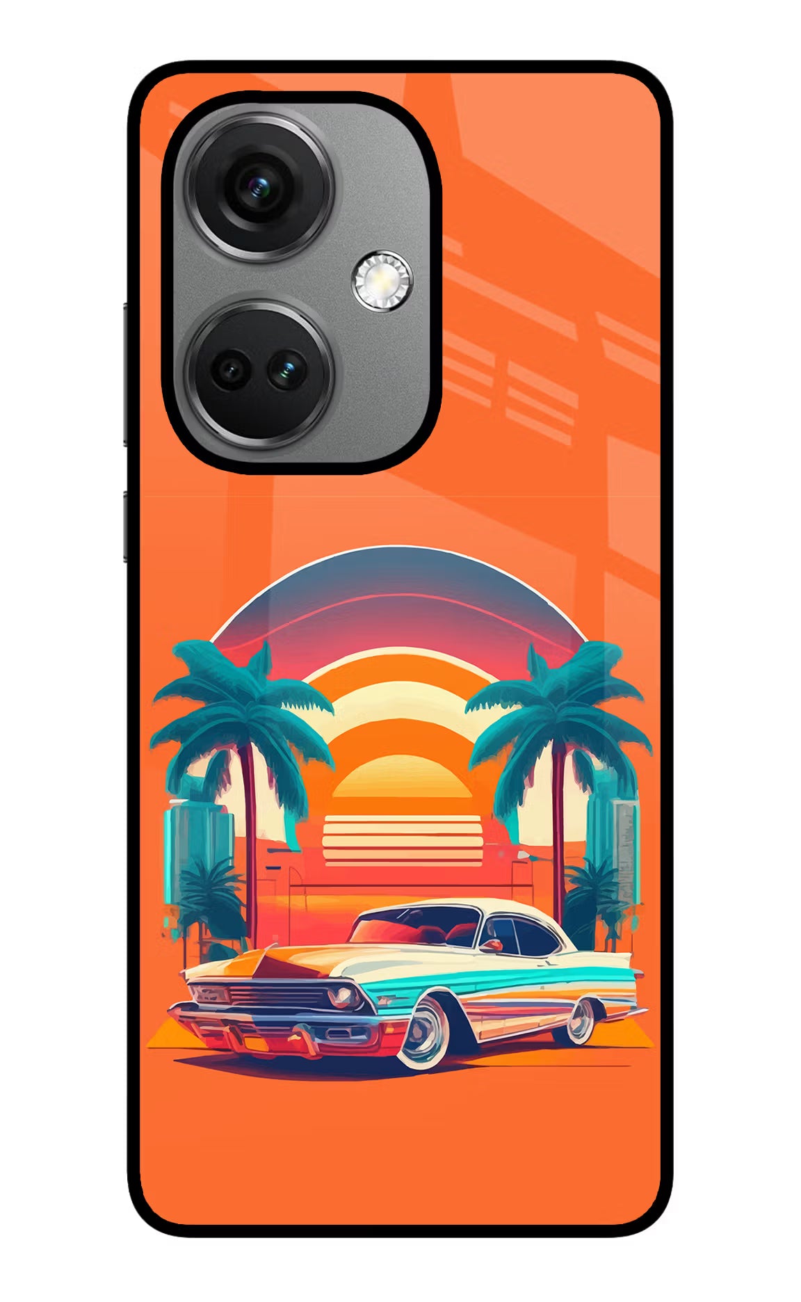 Palm Drive 80s OnePlus Nord CE 3 5G Glass Case Back Cover by Casekaro