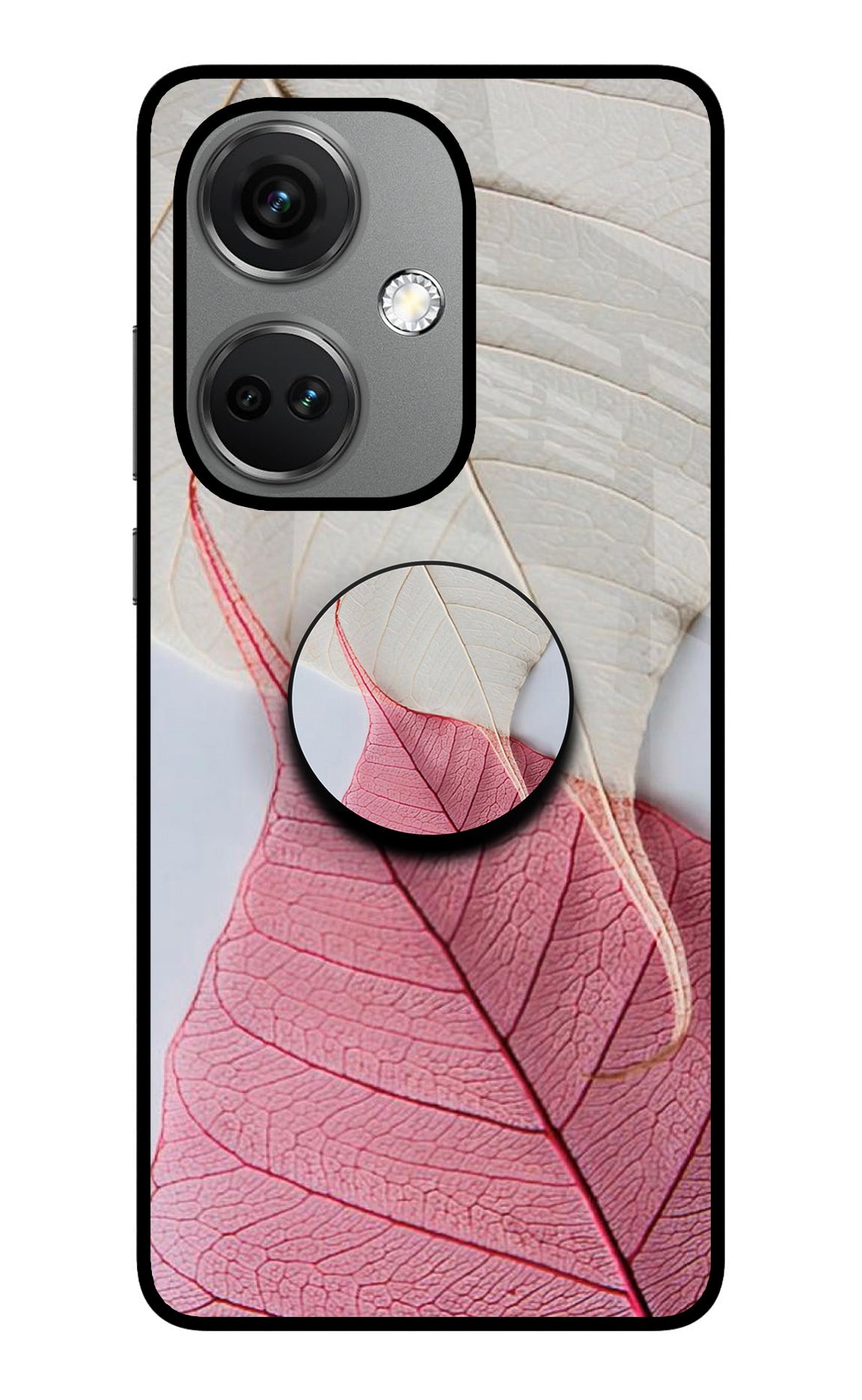 White Pink Leaf OnePlus Nord CE 3 5G Glass Case