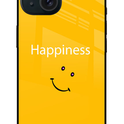 Happiness With Smiley iPhone 15 Glass Case