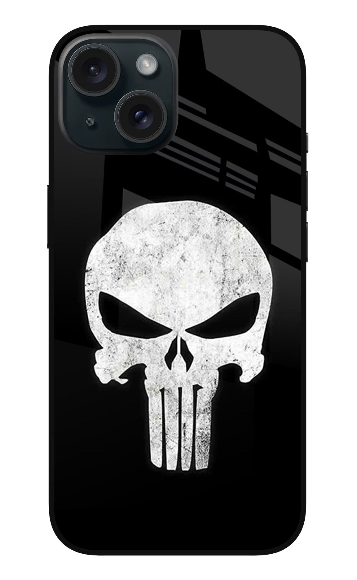 Punisher Skull iPhone 15 Glass Case Back Cover by Casekaro