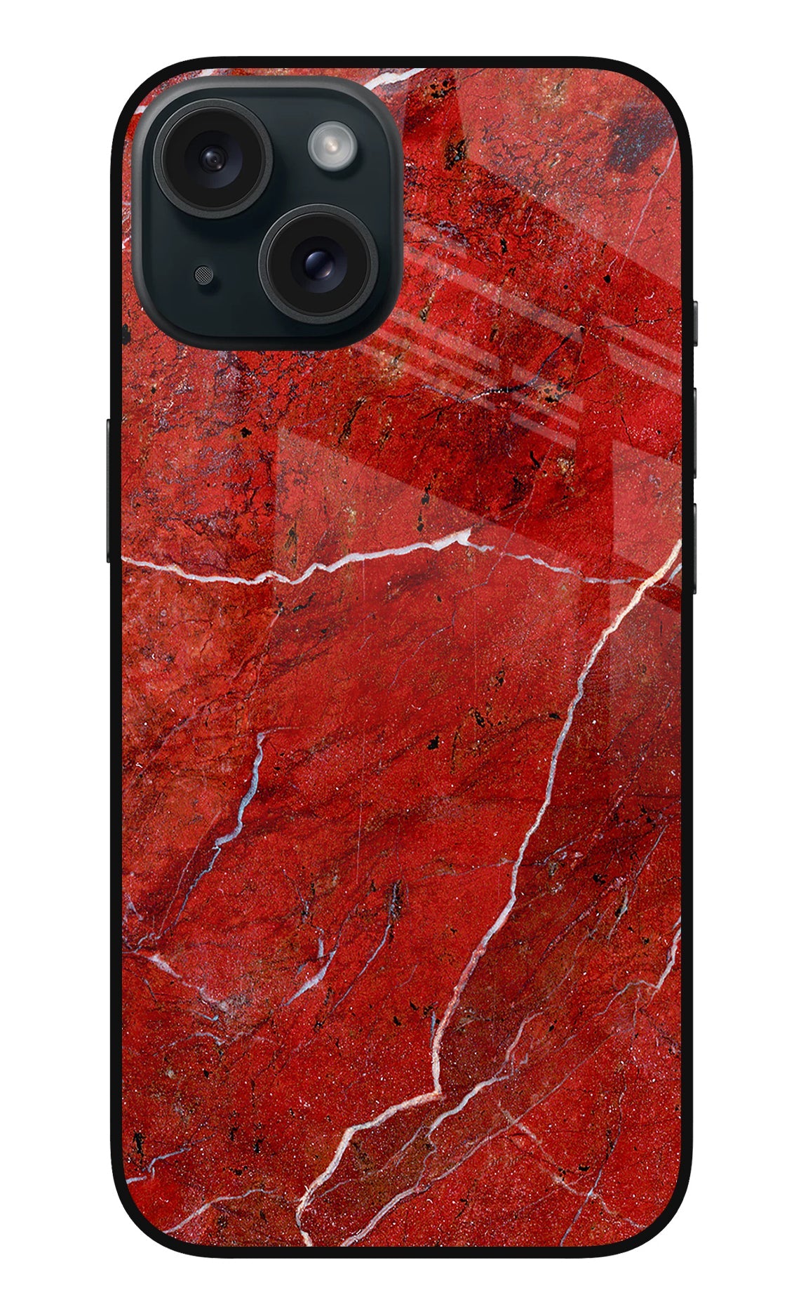 Red Marble Design iPhone 15 Glass Case