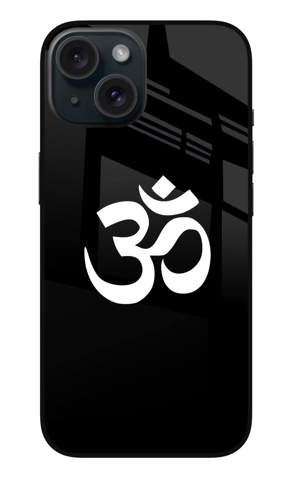 Om iPhone 15 Glass Case Back Cover by Casekaro