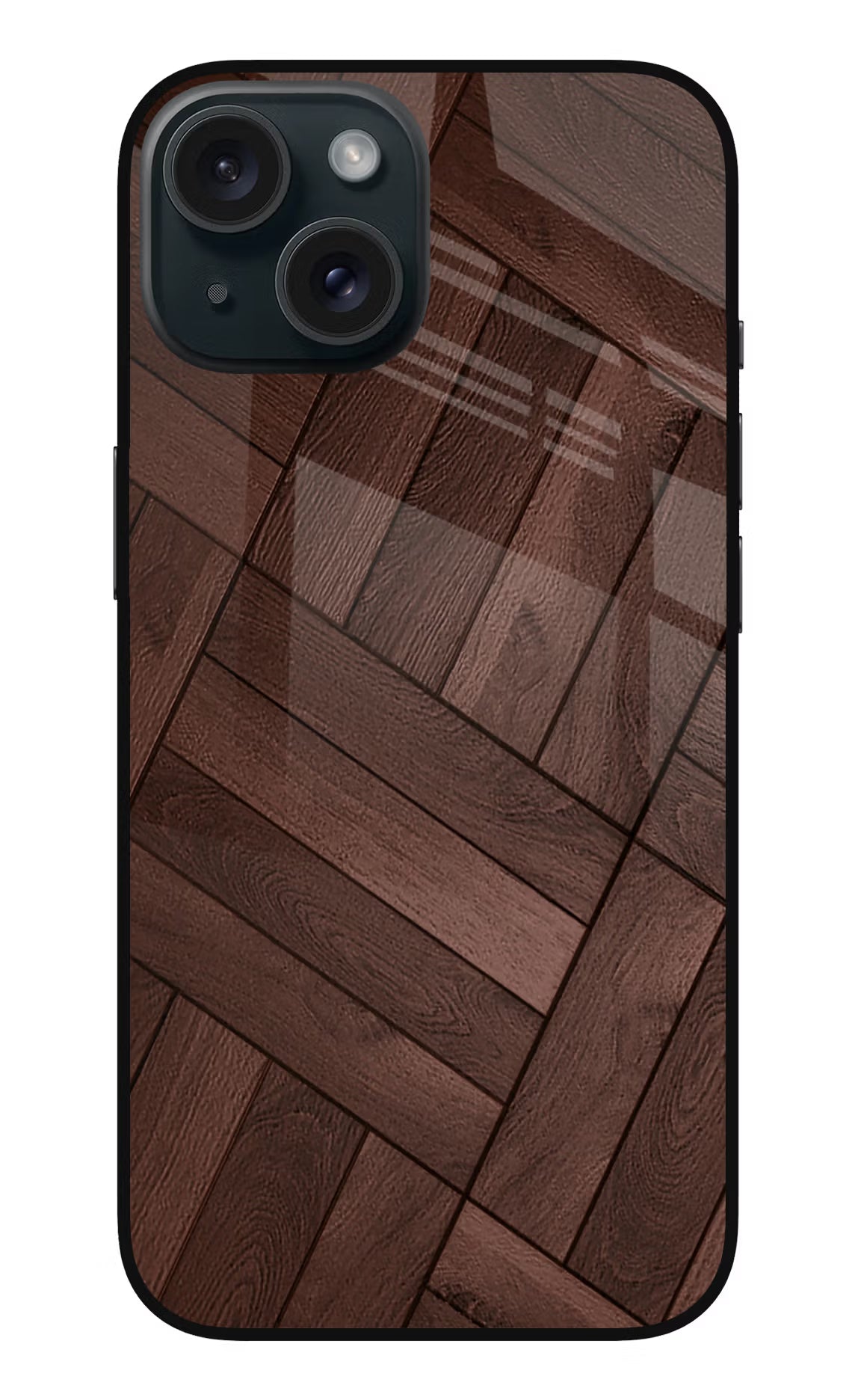 Wooden Texture Design iPhone 15 Glass Case Back Cover by Casekaro