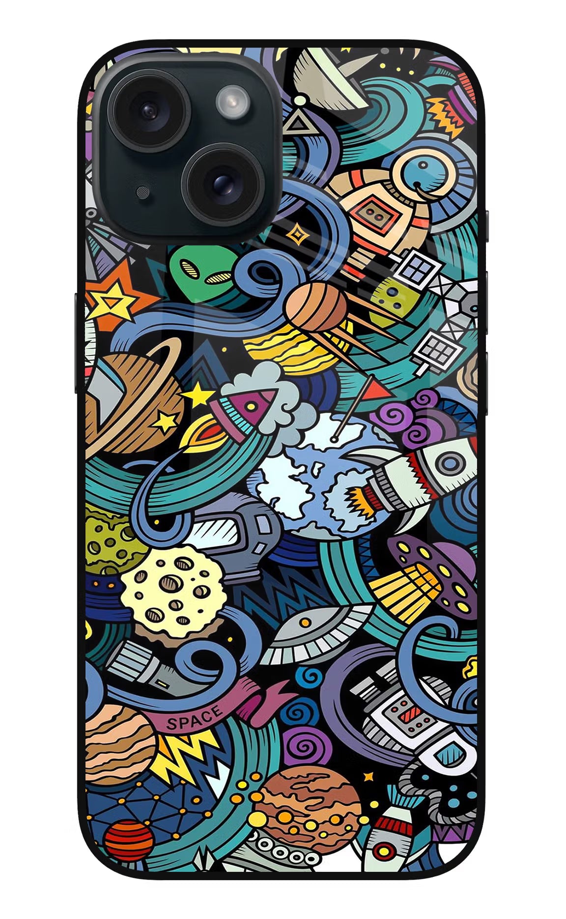 Space Abstract iPhone 15 Glass Case Back Cover by Casekaro