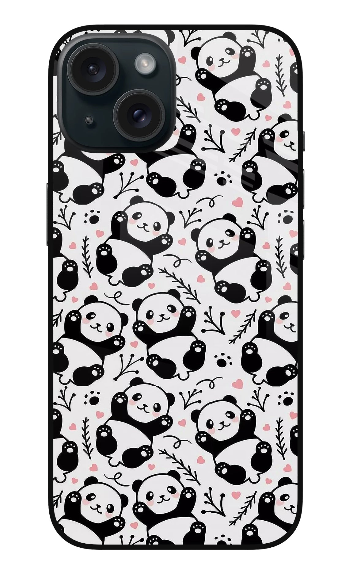 Cute Panda iPhone 15 Glass Case