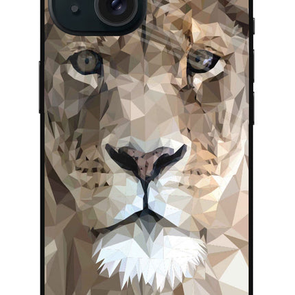 Lion Art iPhone 15 Glass Case Back Cover by Casekaro
