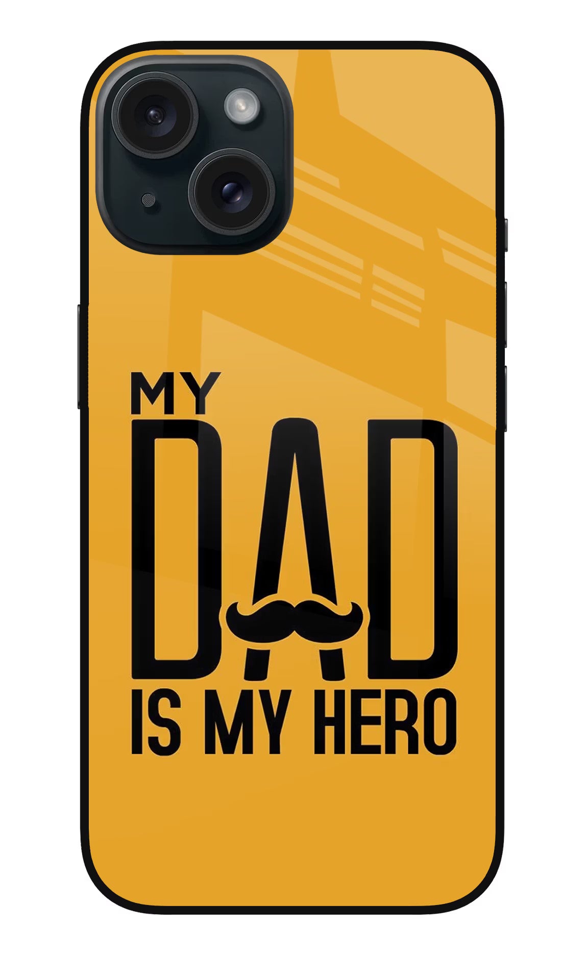 My Dad Is My Hero iPhone 15 Glass Case Back Cover by Casekaro