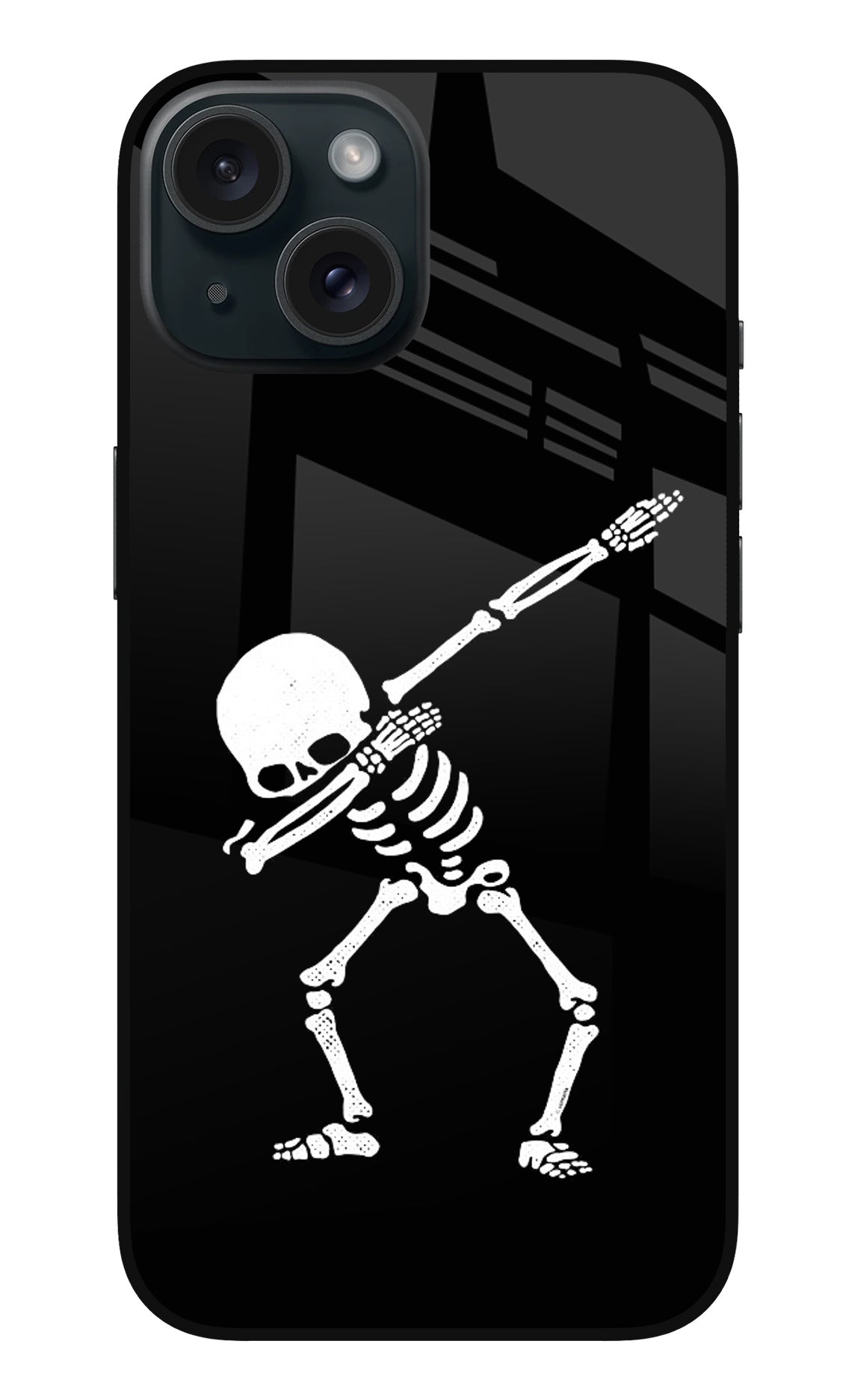 Dabbing Skeleton Art iPhone 15 Glass Case