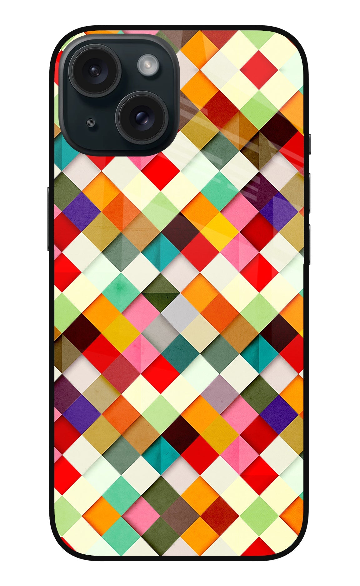 Geometric Abstract Colorful iPhone 15 Glass Case