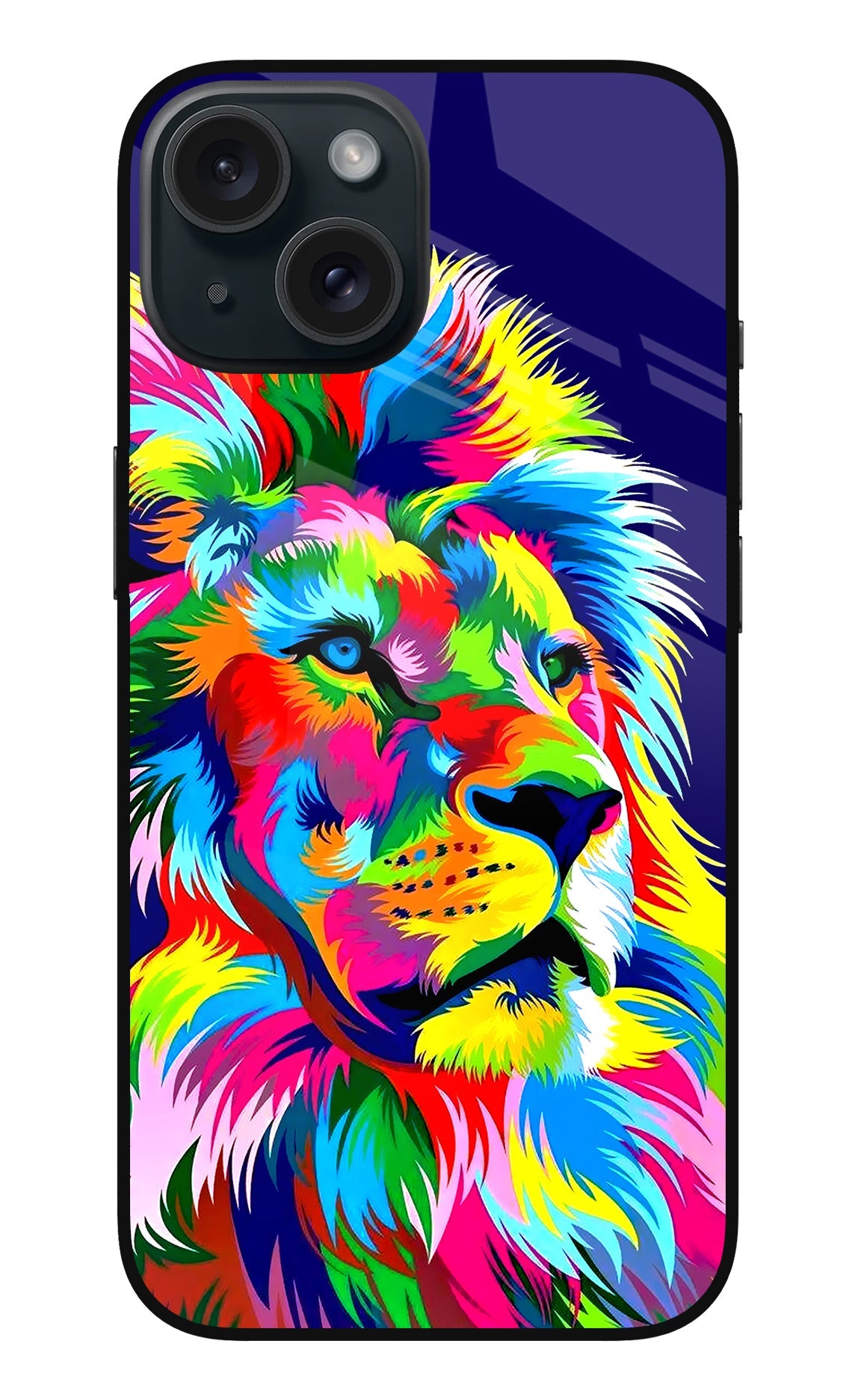 Vector Art Lion iPhone 15 Glass Case