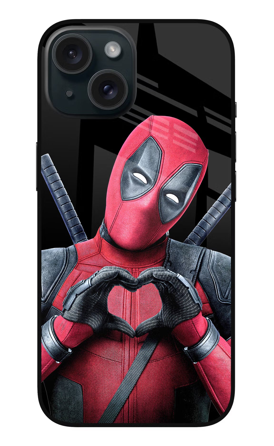 Deadpool iPhone 15 Glass Case Back Cover by Casekaro