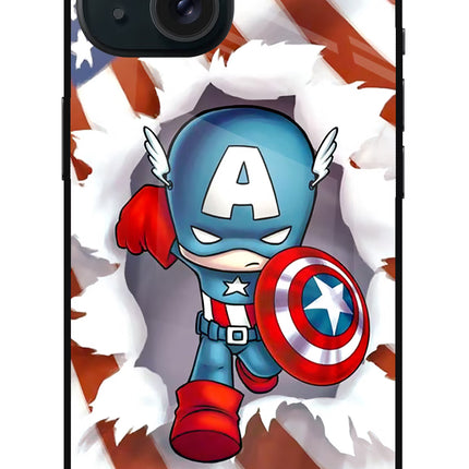 Captain America iPhone 15 Glass Case Back Cover by Casekaro