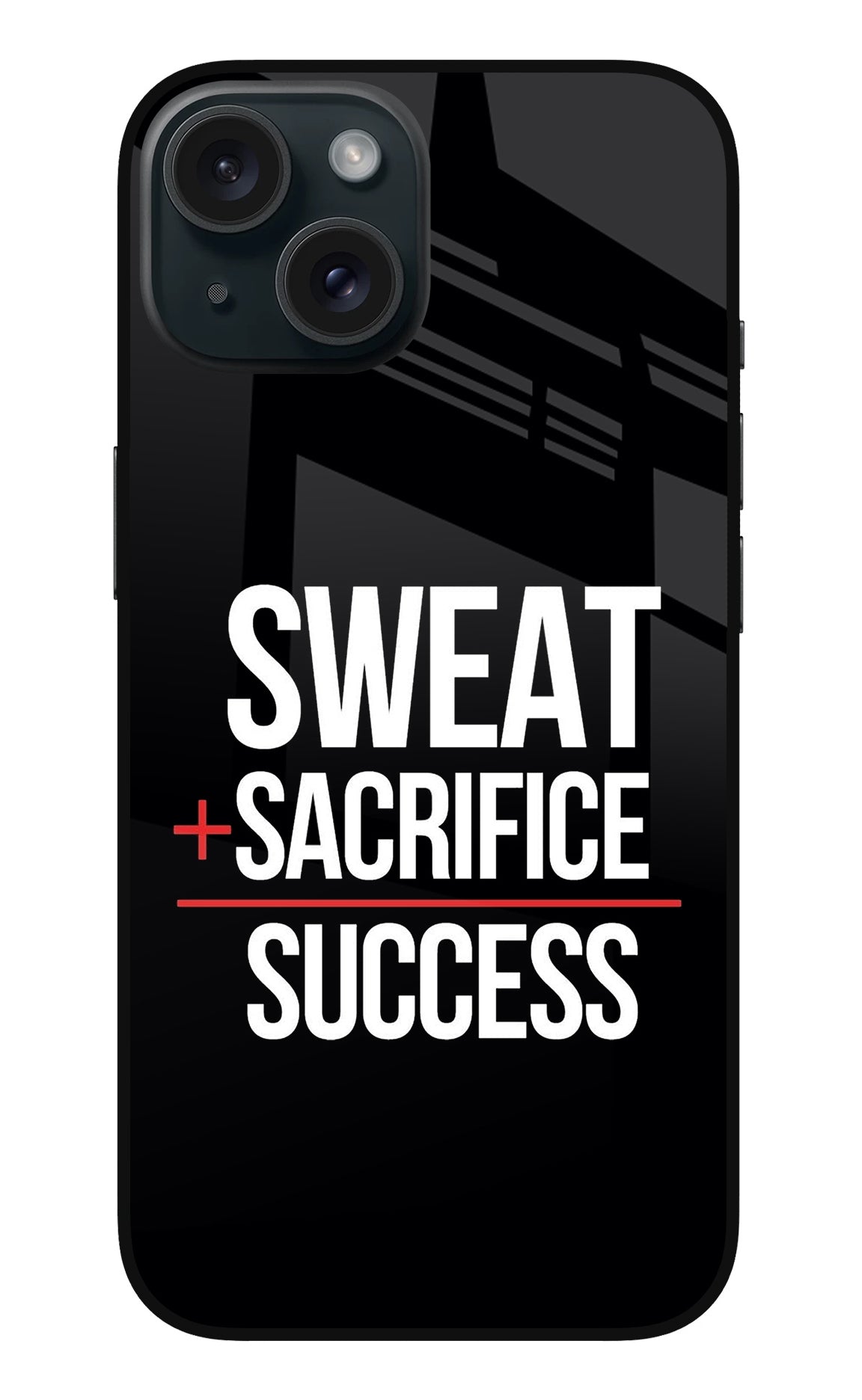 Sweat Sacrifice Success iPhone 15 Glass Case