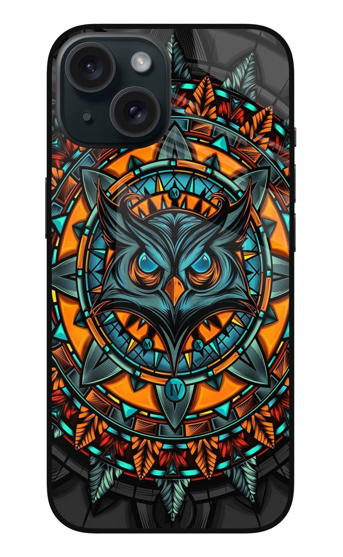 Angry Owl Art iPhone 15 Glass Case