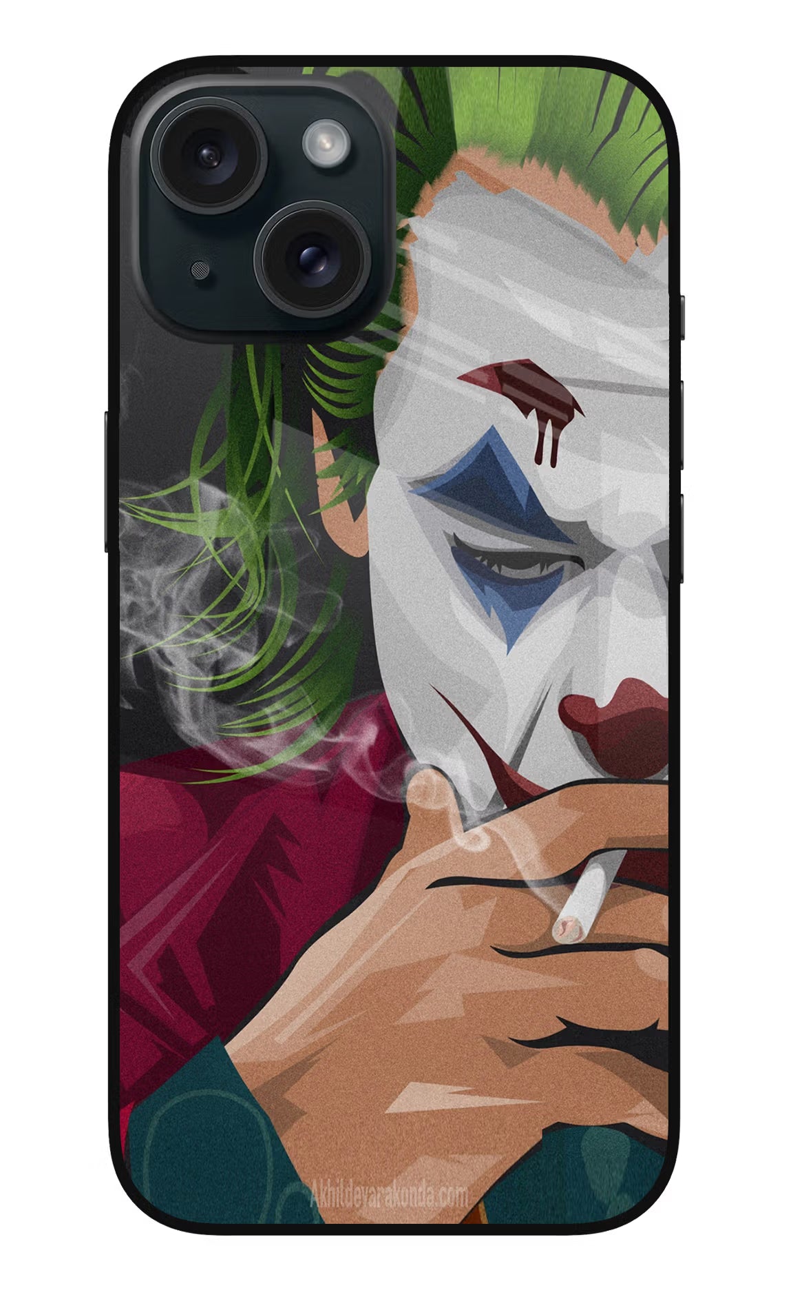 Joker Smoking iPhone 15 Glass Case Back Cover by Casekaro