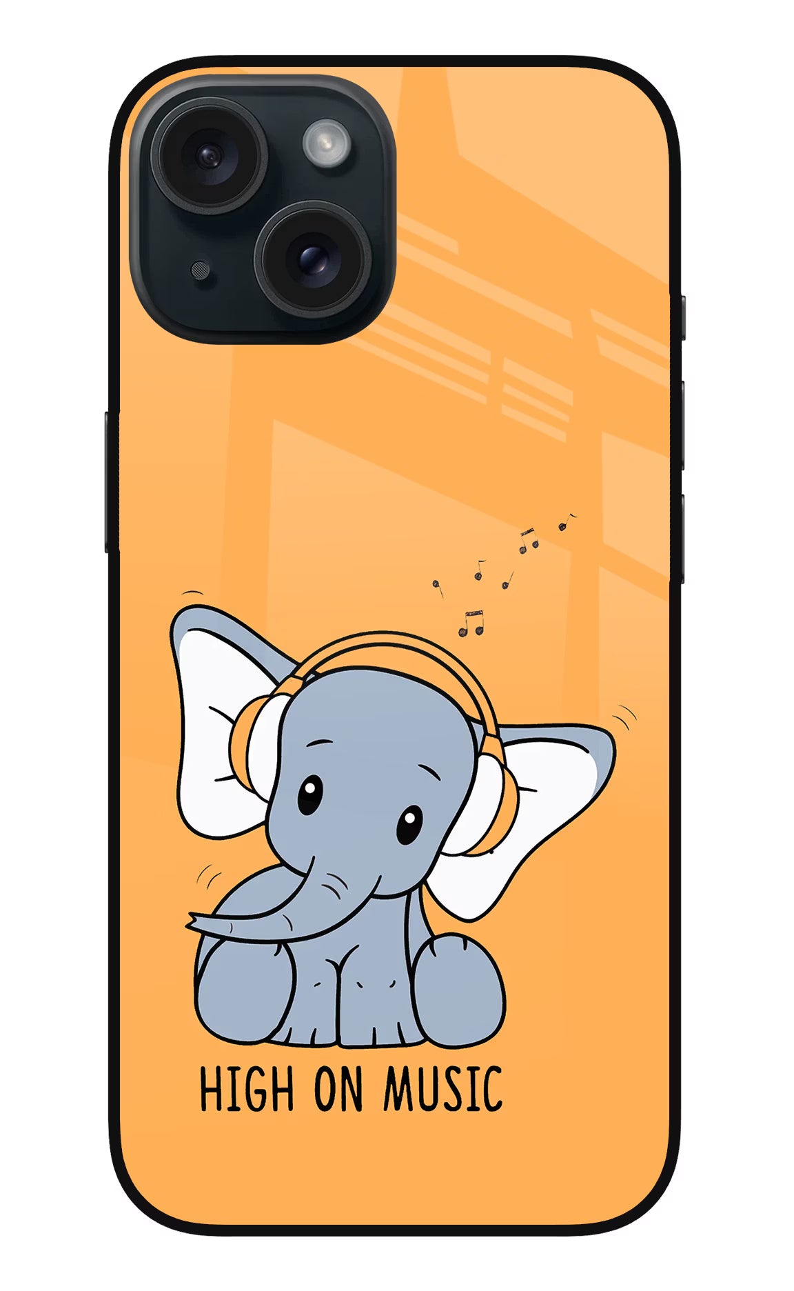 High On Music iPhone 15 Glass Case Back Cover by Casekaro