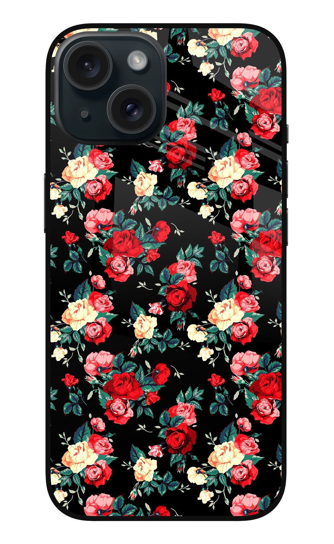 Rose Pattern iPhone 15 Glass Case