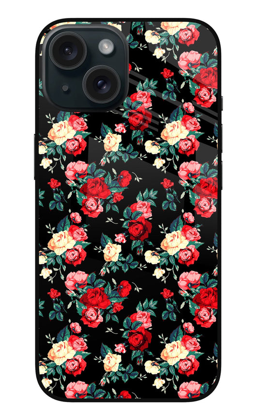 Rose Pattern iPhone 15 Glass Case