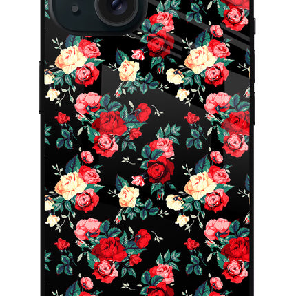 Rose Pattern iPhone 15 Glass Case