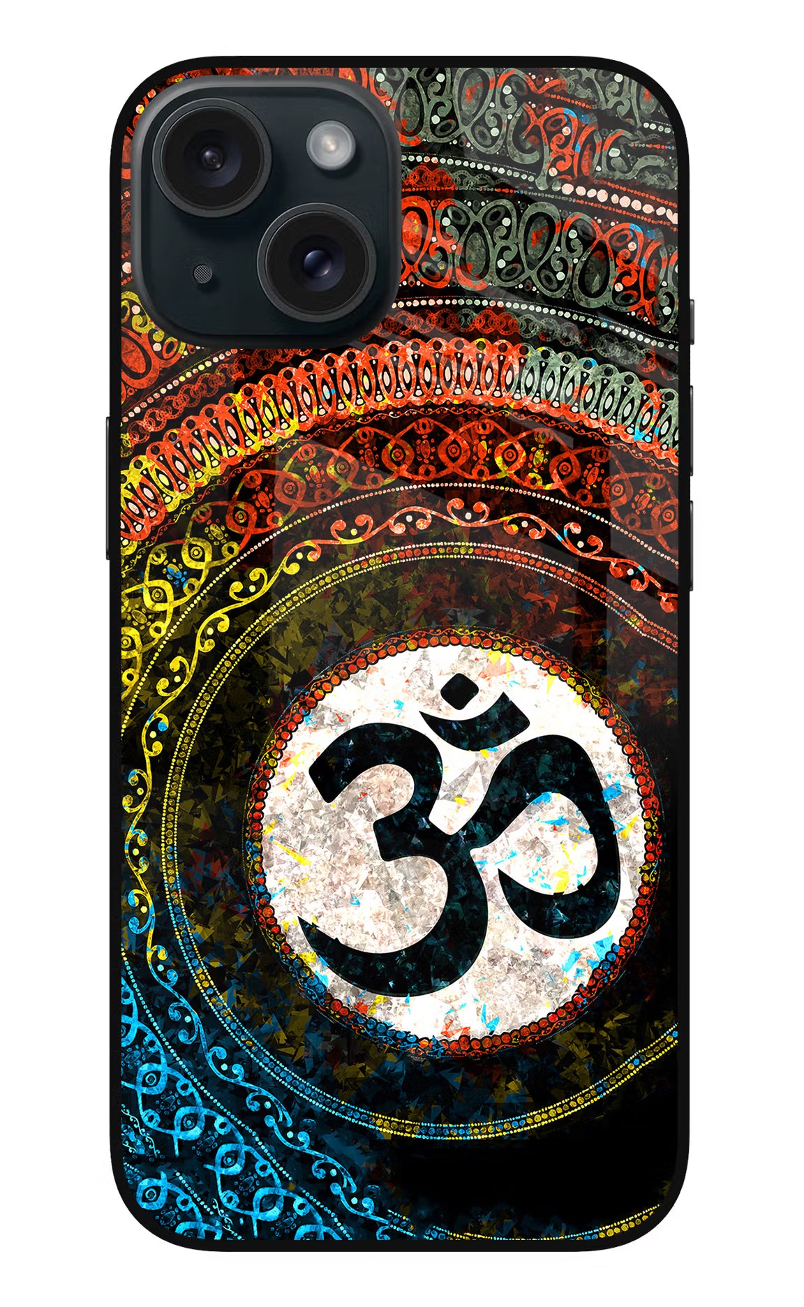 Om Cultural iPhone 15 Glass Case Back Cover by Casekaro