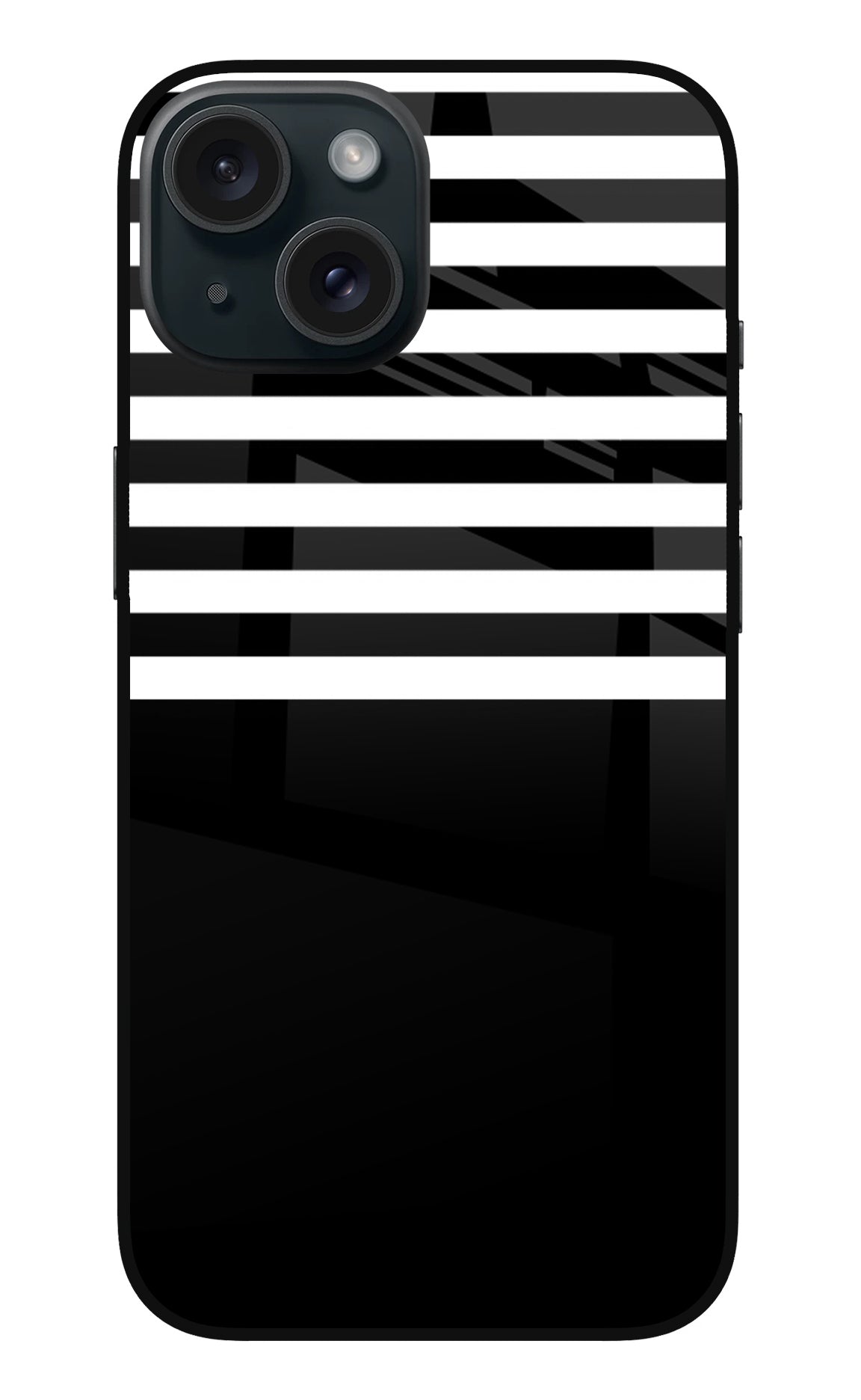 Black and White Print iPhone 15 Glass Case