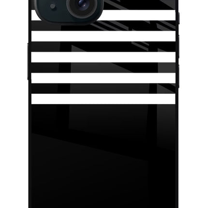 Black and White Print iPhone 15 Glass Case