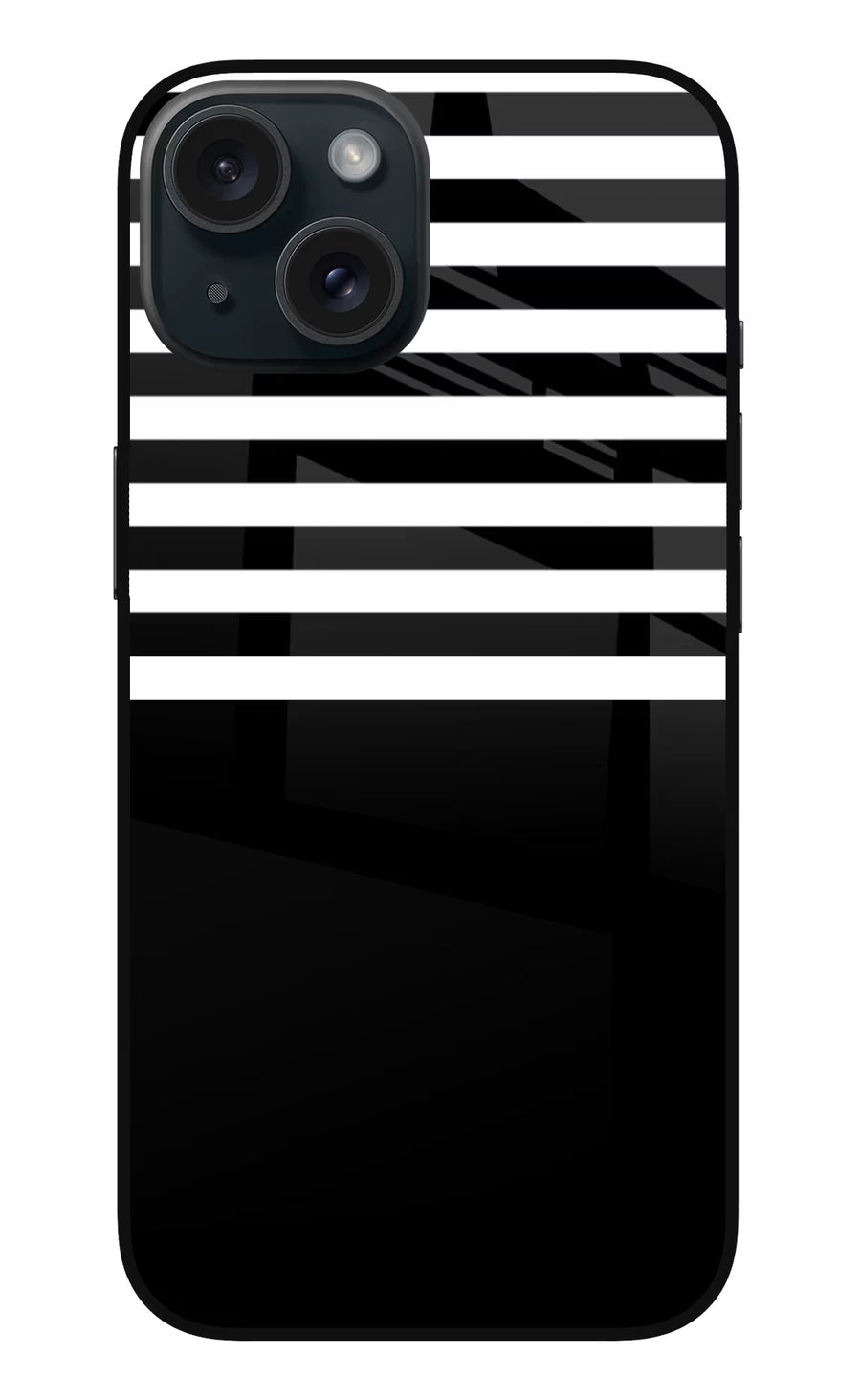 Black and White Print iPhone 15 Back Cover, Glass case