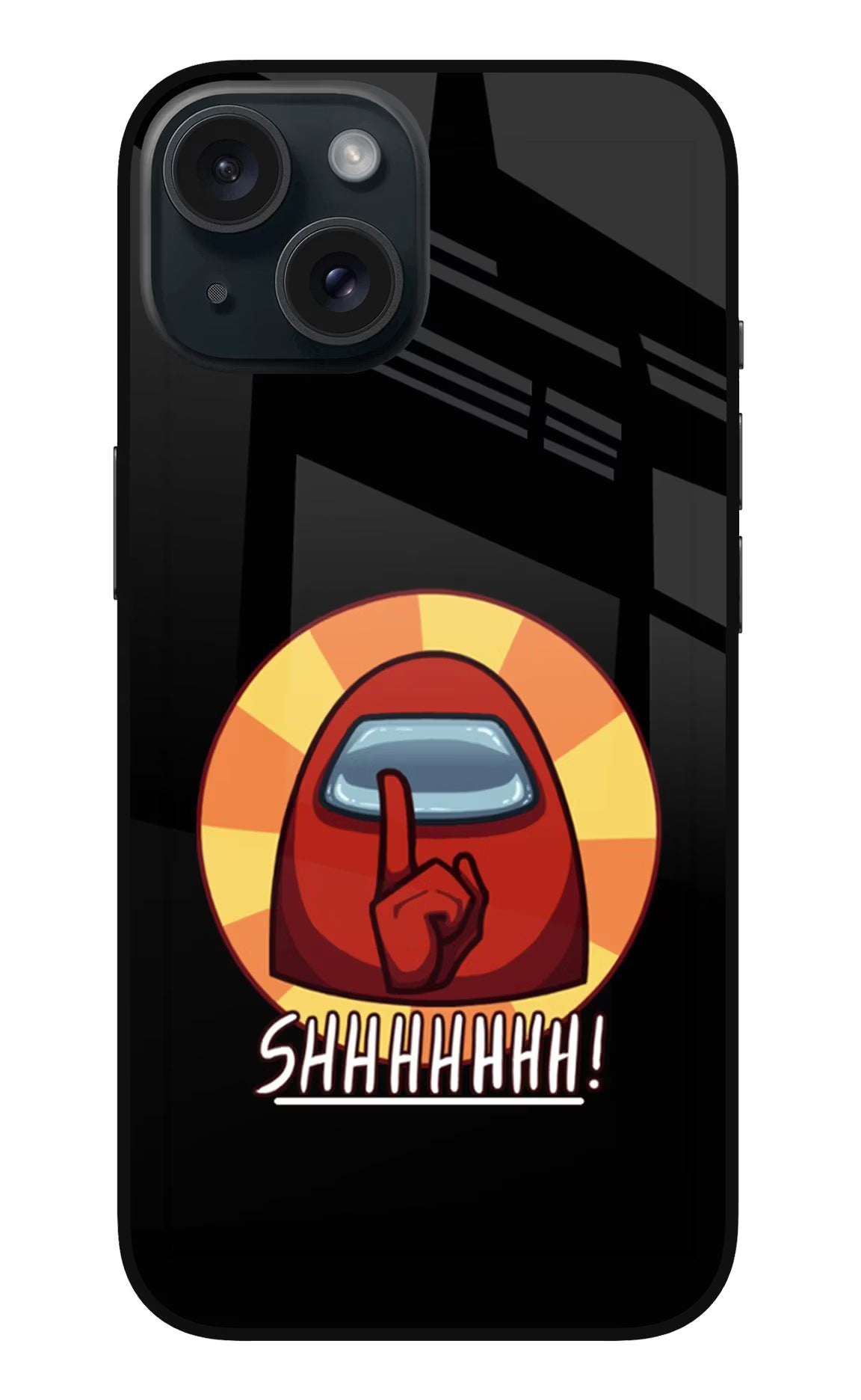 Among Us Shhh! iPhone 15 Glass Case Back Cover by Casekaro