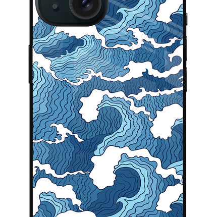 Blue Waves iPhone 15 Glass Case