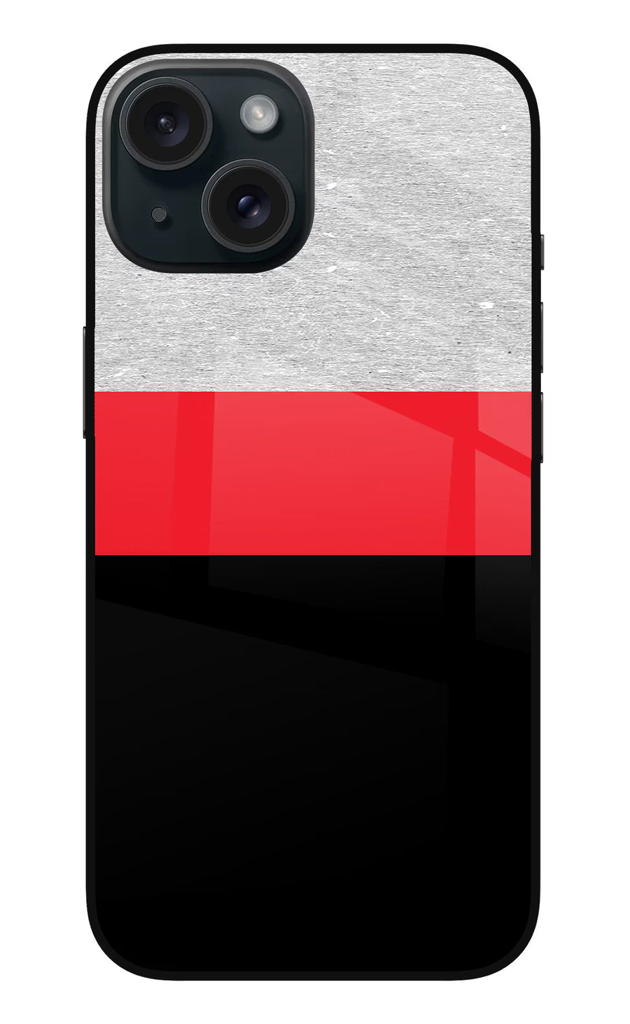 Tri Color Pattern iPhone 15 Back Cover, Glass case
