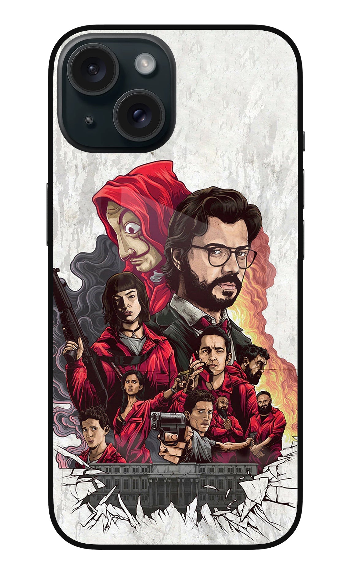 Money Heist Artwork iPhone 15 Glass Case