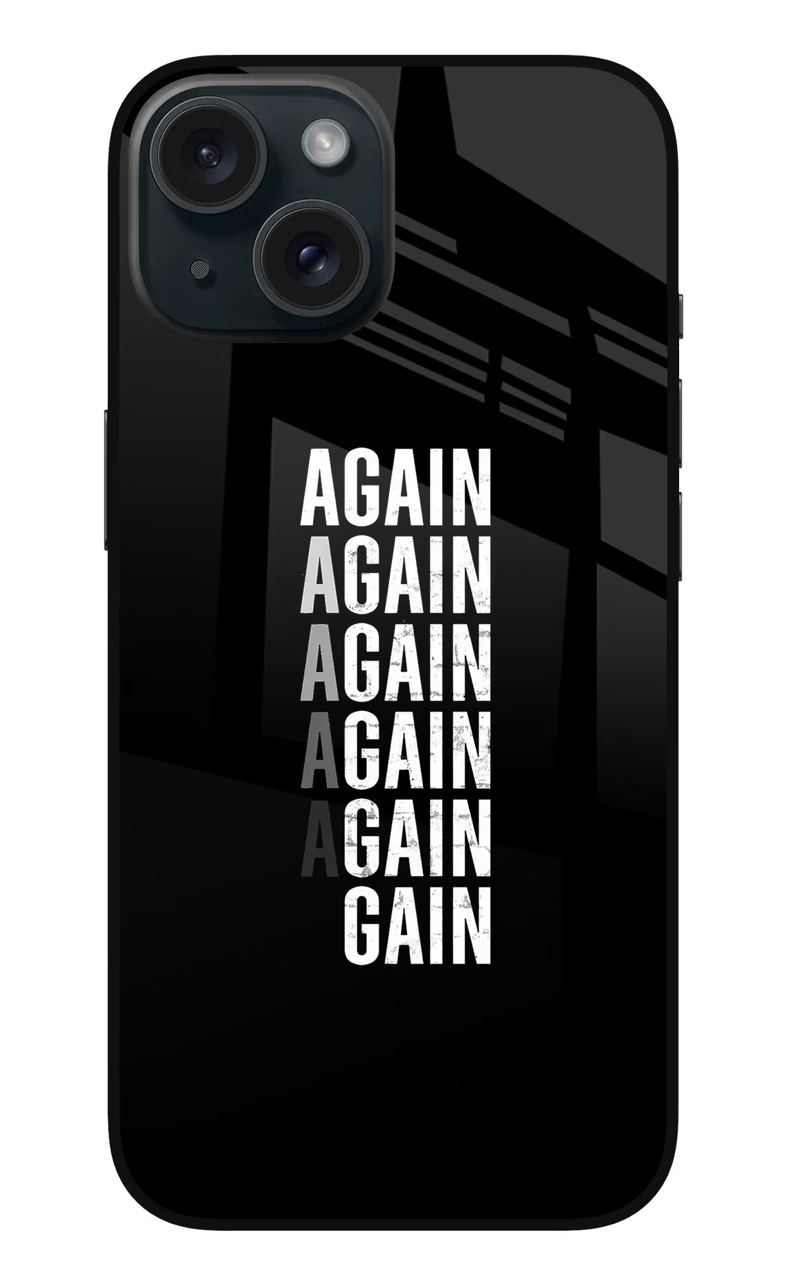 Again Again Gain iPhone 15 Glass Case Back Cover by Casekaro