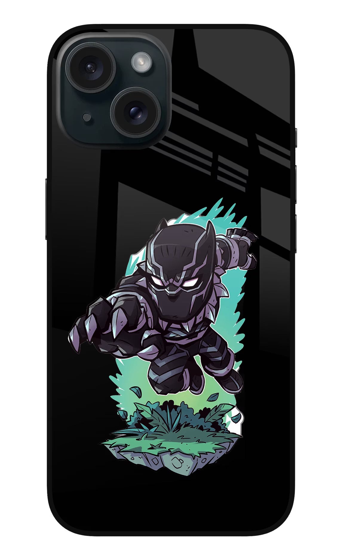 Black Panther iPhone 15 Glass Case Back Cover by Casekaro