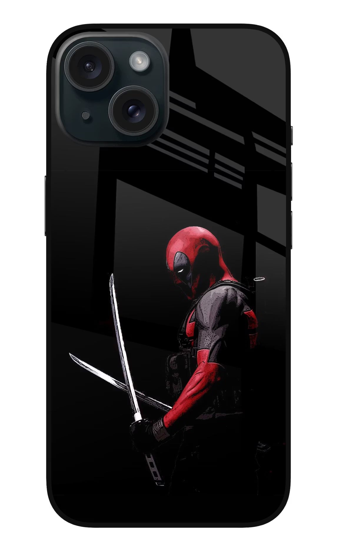 Deadpool iPhone 15 Glass Case Back Cover by Casekaro