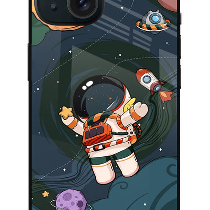Cartoon Astronaut iPhone 15 Glass Case