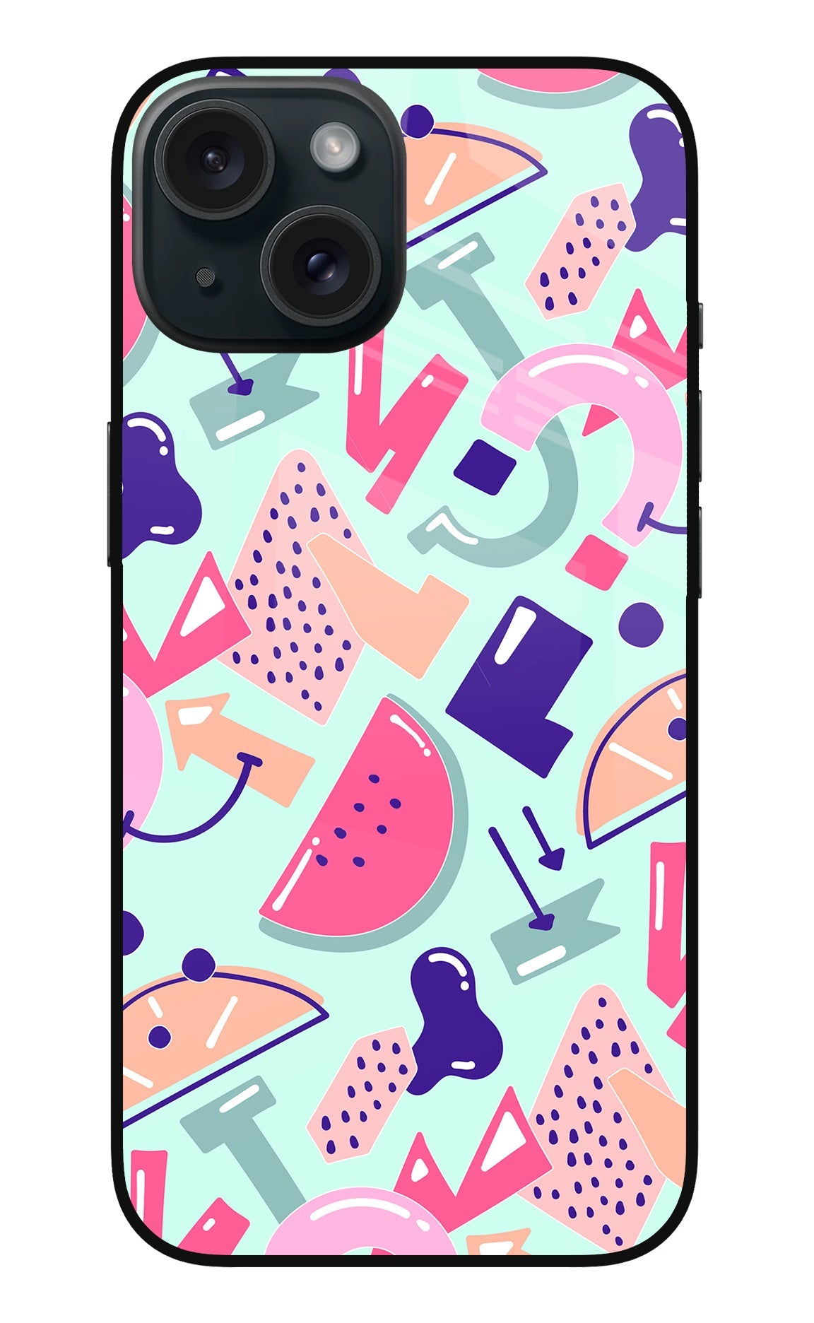 Doodle Pattern iPhone 15 Glass Case