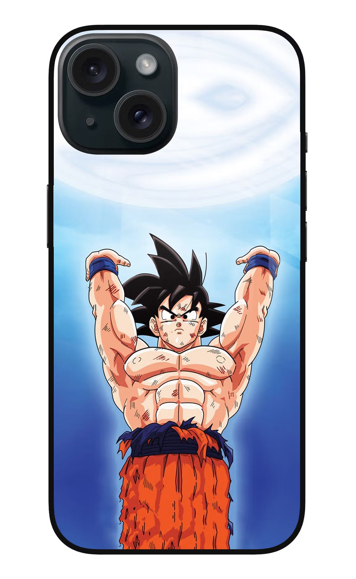 Goku Power iPhone 15 Glass Case Back Cover by Casekaro