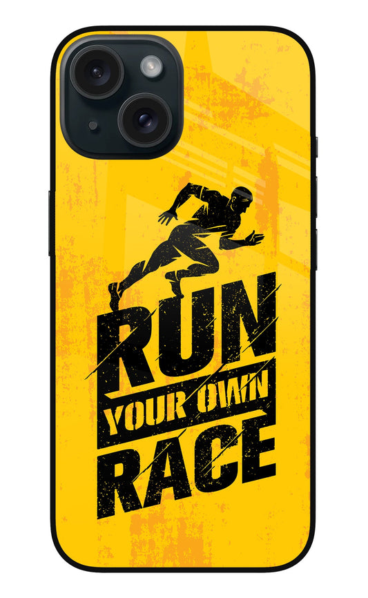 Run Your Own Race iPhone 15 Glass Case