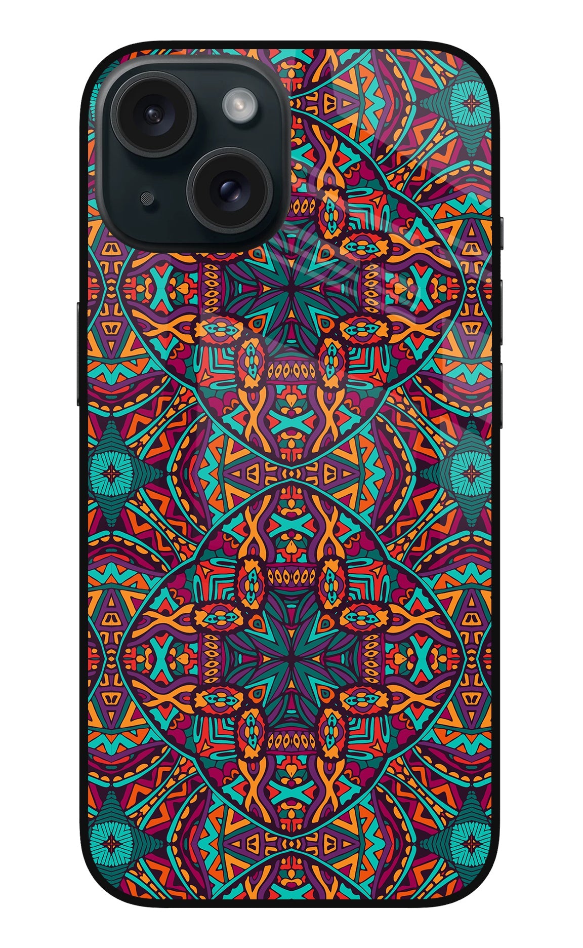 Colour Mandala iPhone 15 Glass Case