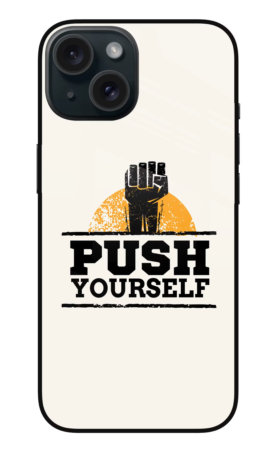 Push Yourself iPhone 15 Glass Case Back Cover by Casekaro