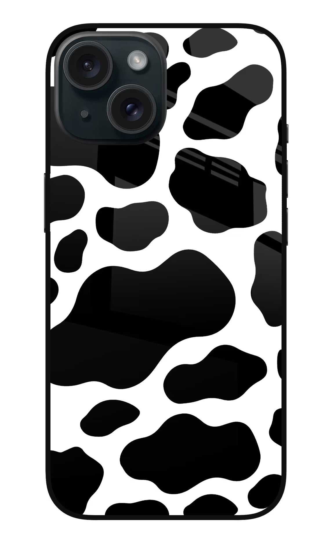 Cow Spots iPhone 15 Glass Case Back Cover by Casekaro