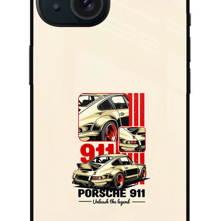 Classic Porsche 911 iPhone 15 Glass Case Back Cover by Casekaro