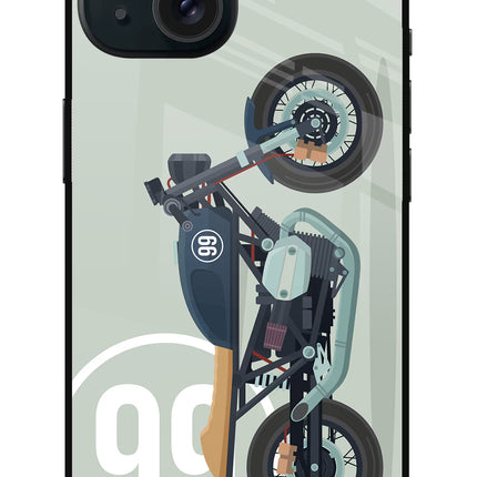 Classic Cafe Racer 99 iPhone 15 Glass Case Back Cover by Casekaro