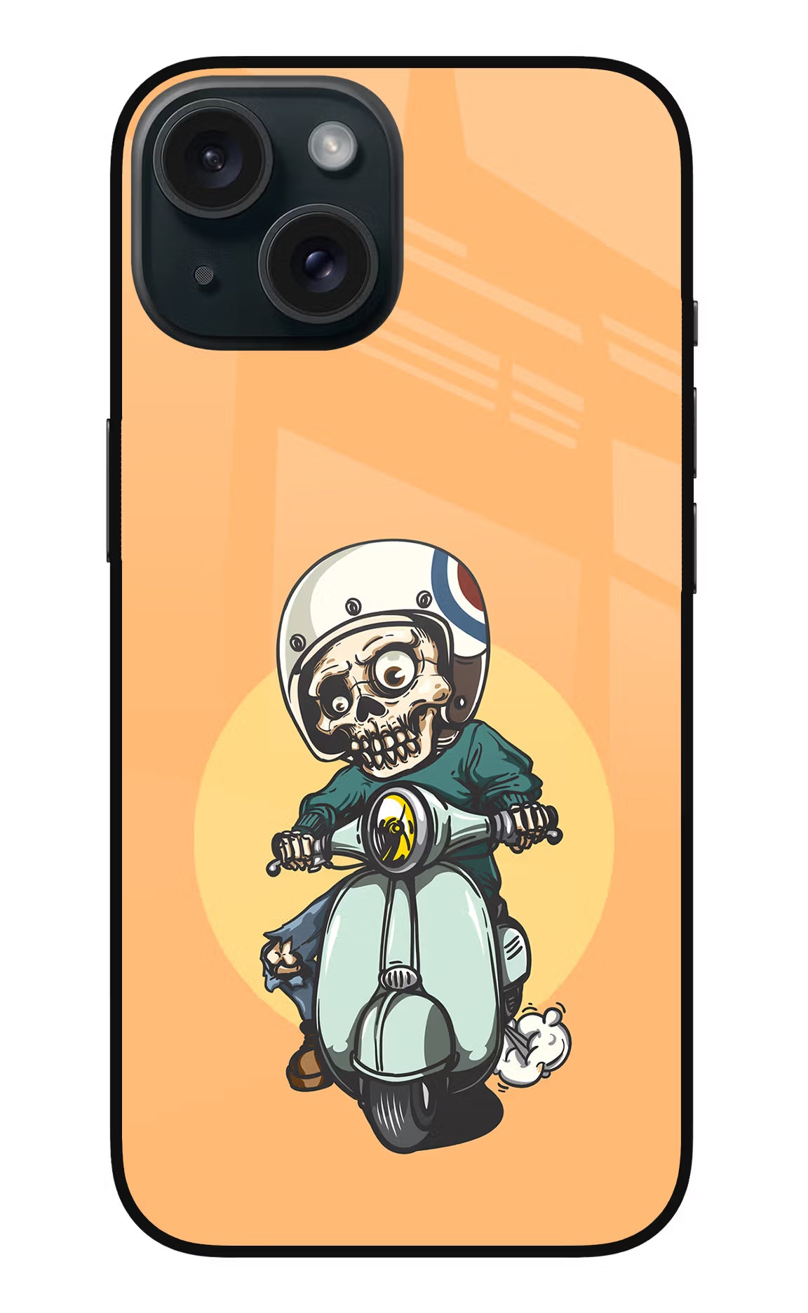 Undead Biker iPhone 15 Glass Case Back Cover by Casekaro