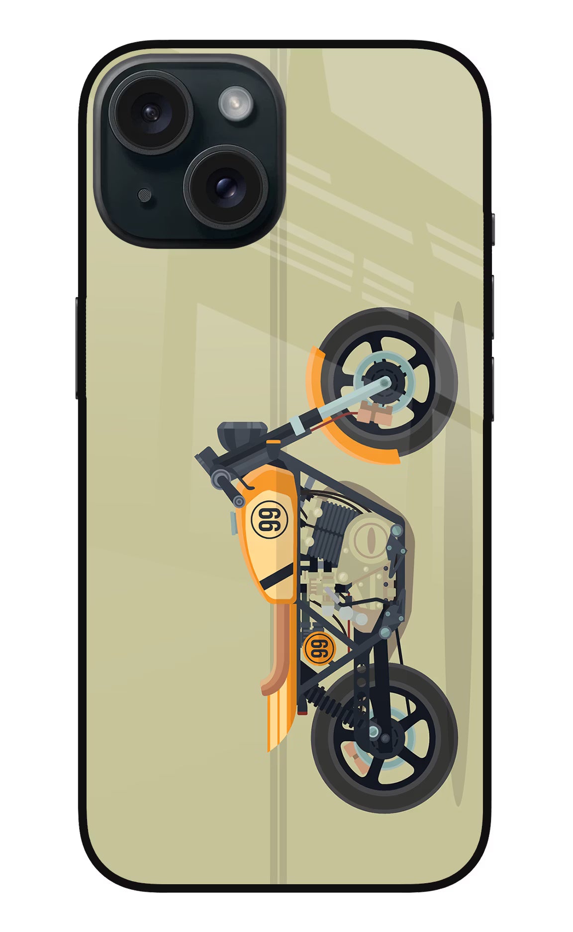Vertical Speedster iPhone 15 Glass Case Back Cover by Casekaro
